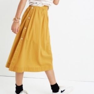 Madewell mustard side button skirt